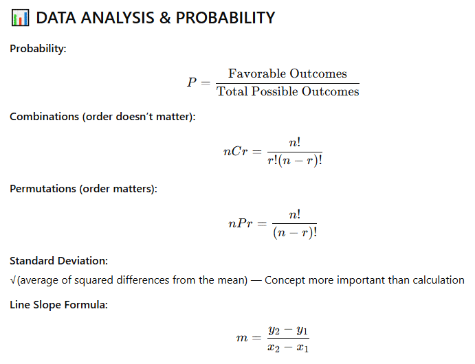 GRE Data Analysis & Probability formulas